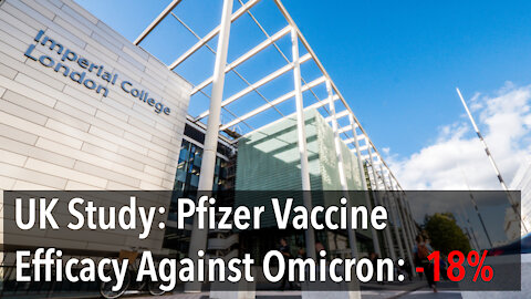 UK Study - Pfizer Vaccine Efficacy Against Omicron - Minus 18%