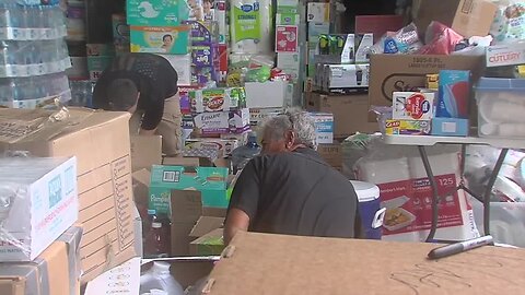 Volunteers collect donations at Witham Field in Stuart for Hurricane Dorian victims