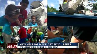 Kids help make artificial reefs