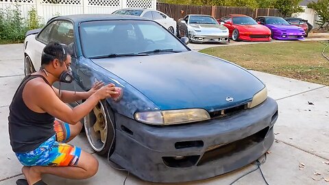 SAND IT SMOOTH...S14 Wrap Prep Tutorial, Bad Chipping Paint, Poly Kit, Bare Metal