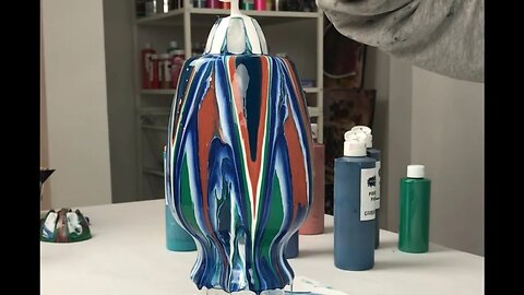 Acrylic Pour on a Vase with a Bottle Bottom