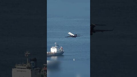 Air Charter Scotland Embraer Flies over Ships at Gibraltar