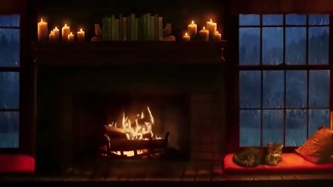 sounds of rain and fireplace at night 8 hours to sleep