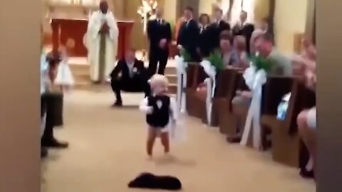 Lively Ring Bearer Hilariously Drops His Pants While On The Way To Chaple, Uncle Dies Laughing