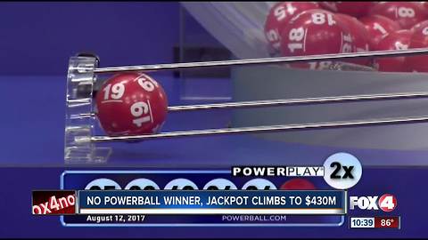 Powerball Jackpot climbs to $430 Million