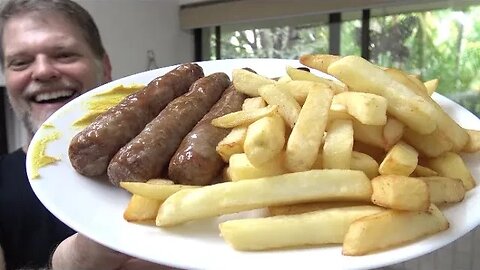 Effortless Bachelor Dinners - Sausages and Chips in the Air Fryer