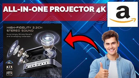All-in-One Projector 4K, AURZEN BOOM 3 Smart Projector with WiFi and Bluetooth