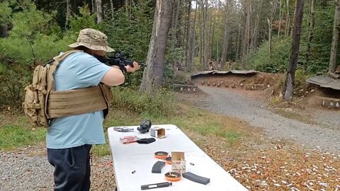 Training friend on AR-15 with 22 CMMG Conversion Bolt and Binary Trigger