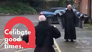 Monks show off dance moves in car park