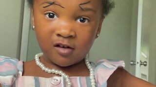 Little Girl Hilariously Draws Herself A New Set Of Eyebrows