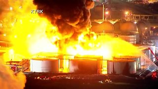 AERIALS | Firefighters battle massive fire at petrochemical plant in Texas
