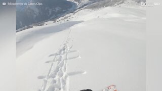 Un skieur s’écrase dans un mur de neige
