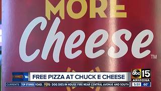 Get free pizza at Chuck-E-Cheese!
