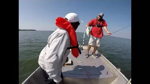 Crappie fishing, jigging for crappie, crappie on jigs with a boat guest.