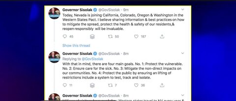 Gov. Sisolak announces Nevada joining western states pact