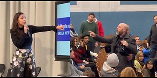 Protestors Interrupt AOC In Astoria, Queens During A Town Hall About The Green New Deal