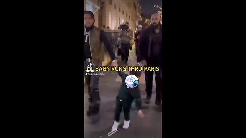 Lil Baby running through Paris while his soon trips all over the place