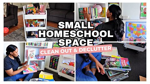 SMALL HOMESCHOOL SPACE CLEAN OUT & DECLUTTER // Prep for a New School Year // Cleaning Motivation