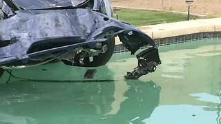 Tesla crashes into newly renovated pool