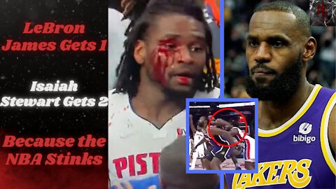 LeBron James, Throws Illegal Elbow at Isaiah Stewart, Skates For Drawing Blood