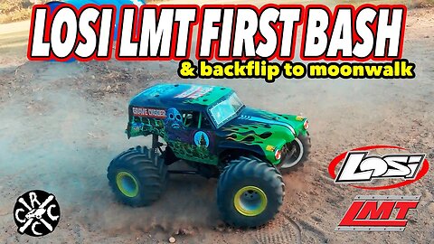 First Bash With The Losi LMT Grave Digger RC and My First Backflip To Moonwalk