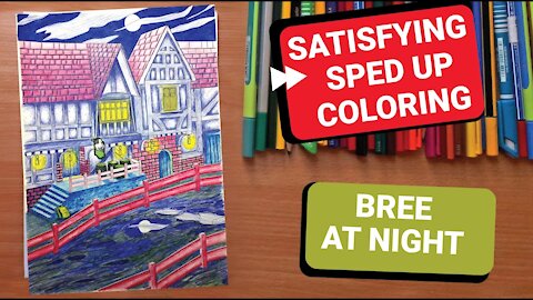 ⏩COZY BREE (8) How to color night scene with pencils. Adult coloring book design, LOTR motifs