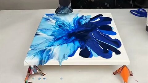 Gorgeous BLUES! Hairdryer Acrylic Pour