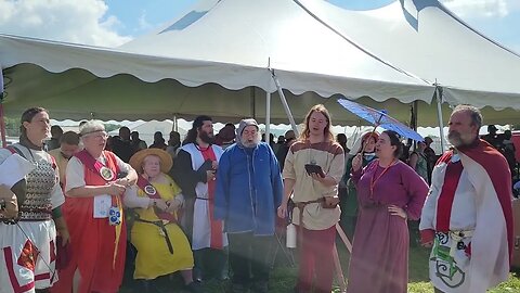 Midrealm Bards Singing at the Pennsic 50 Battlefield