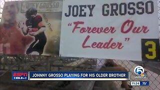 Johnny Grosso playing football for his older brother