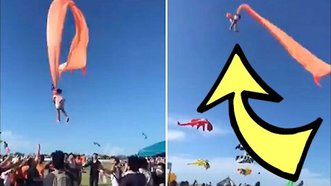 3 Year Old Gets Lifted By Giant Kite!