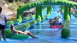 'Slide the City' - Lake Tahoe giant water slide