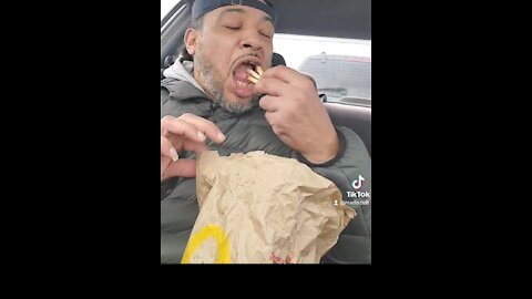 Uber eats guy caught eating the food