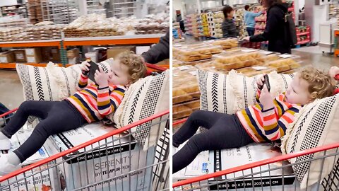 Kid Knows How To Live The Good Life During Costco Trip