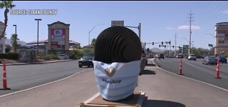 Masks put on sculptures in Las Vegas area
