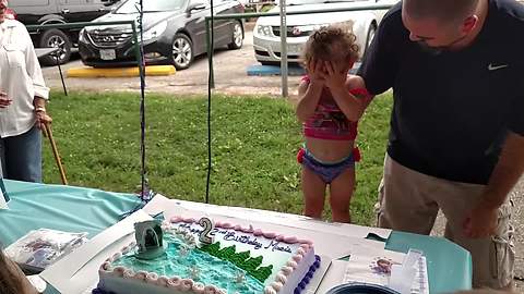 Little Girl Tries To Hide While Her Family Sings Happy Birthday