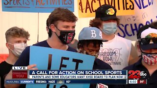 Local athletes demonstrate outside of KHSD board meeting to return to athletic activity