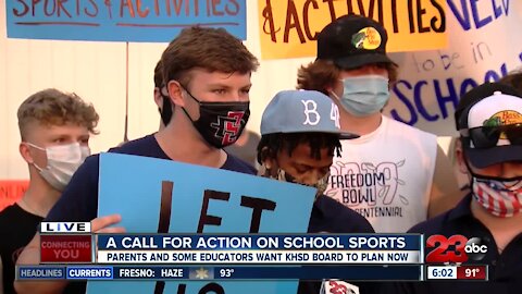 Local athletes demonstrate outside of KHSD board meeting to return to athletic activity