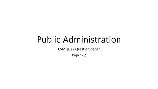 Public Administration 2022 Paper 2