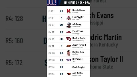 New York Giants 2023 NFL Mock Draft