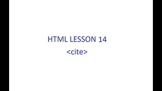 HTML Lesson 14