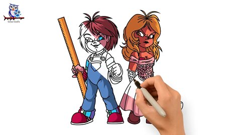 How to Draw Chucky and Bride Tiffany Valentine - Halloween Art