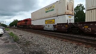 Rarely seen Norfolk Southern Heritage engine leading intermodal Union Station Marion OH