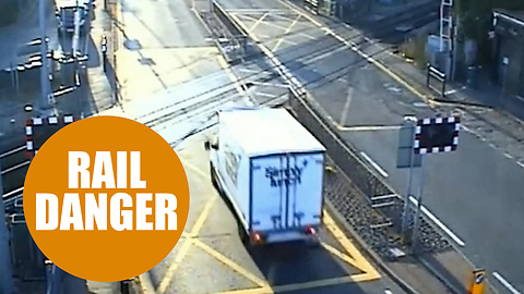 Dozy van driver banned for smashing through a level crossing to try to beat the barriers