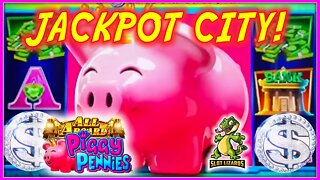 BIG PIGGY JACKPOT HANDPAY! All Aboard Piggy Pennies Slot BLURRY BUT AWESOME! LIVESTREAM HIGHLIGHT