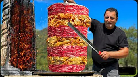 Layered Doner Kebab From Two Types Of Meat At Once! Uncle Pleases Little Guests