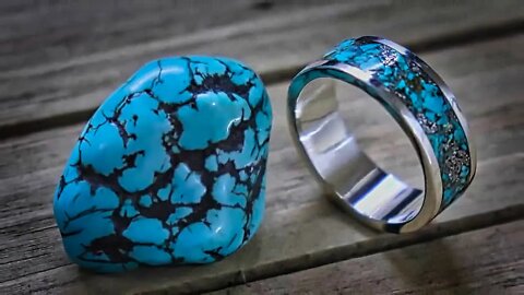 Silver & Turquoise Ring Without A Lathe - #ringmaking #jewelrymaking #shorts