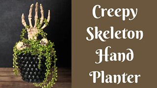 Halloween Crafts: Creepy Skeleton Hand Planter | Easy Halloween Decor DIY