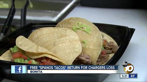 San Diego restaurant giving away tacos for Chargers' losses again