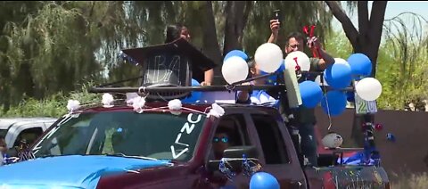 Desert Pines HS holds car parade for seniors