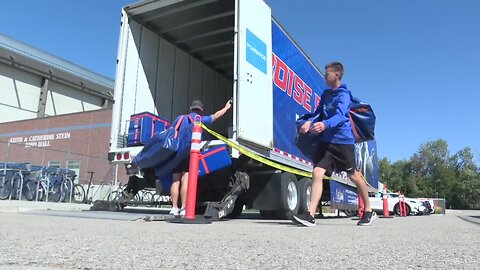 Boise State Equipment staff ships the team's gear to Seattle ahead of game one